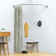 thumbnail image 6 of Curved shower curtain rod middle 35.4", both sides 27", 304 stainless steel adjustable showe rod, corner shower curtain rod for bathroom cloakroom with 12 hooks - Silver, 6 of 7