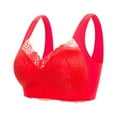 thumbnail image 2 of QLEICOM Everyday Bras for Women, Women's Comfort Lift Wirefree Bra Traceless Comfortable No Steel Ring Lace Breathable Gathering Bra Underwear Bras No Underwire Red Cup 42/95CDE, 2 of 4