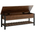 thumbnail image 3 of Pemberly Row Banc de Rangement en Bois Style Ferme Moderne de 48 Pouces en Noyer Foncé, 3 of 7