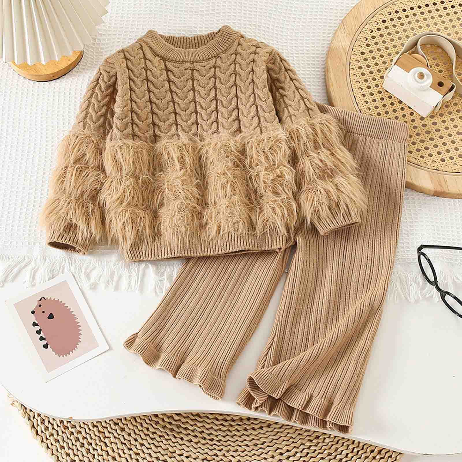Kogui Girls Outfits Girls Sweatshirt Leggings Set Fall Athletic Outfit Teen Fashion Clothes Set Size 7-8 (Coffee,7-8 Years)