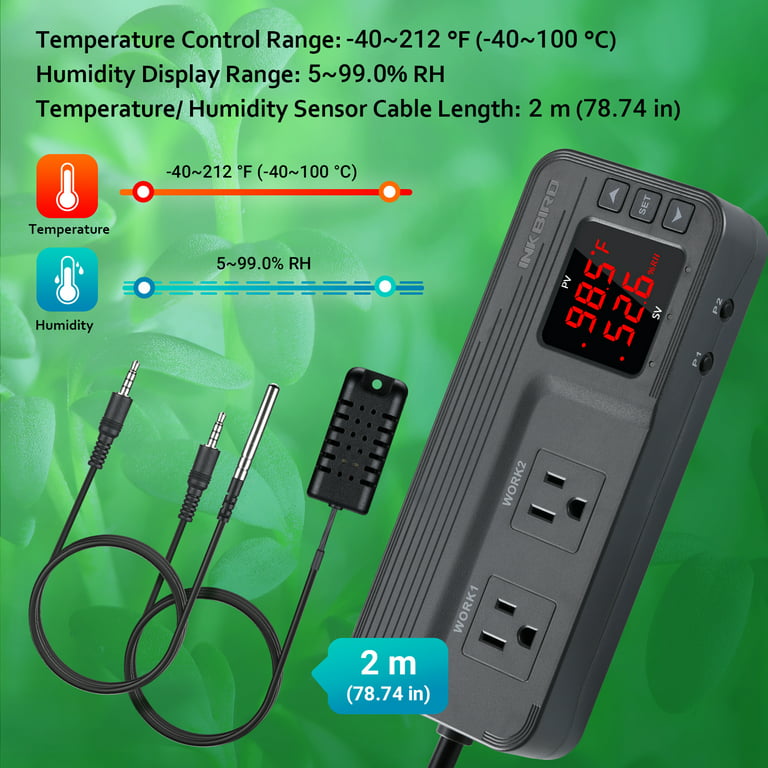 INKBIRD Digital Pre-Wired Outlet Dual Stage Humidity Controller