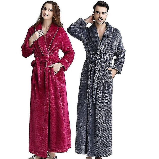 Peignoir Long pour Femmes en Flanelle Polaire Peignoir Pleine Longueur Pyjama d'Hiver Chaud