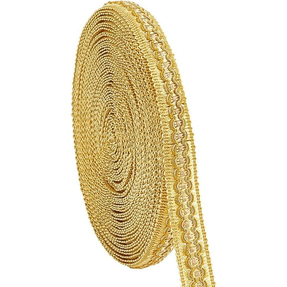14m/15.3 Yards Golden Gimp Braid Trim 0.79 inch/20mm Corrugated Lace Ribbon Decorative Fabric Ribbon Golden Craft Trim for Sewing Upholstery Curtain Costume Home Decor for making