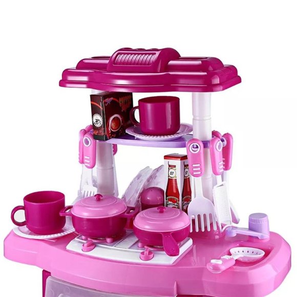 1 Set Kids Kitchen Toys Cooking Table Set Pretend girls kitchen Play Food Children Toys With Music Light Kids Cooking Toy Set For Girls Game