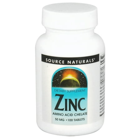 Source Naturals - Zinc Amino Acid Chelate 50 mg. - 100 (Best Source Of Zinc Supplement)