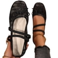 thumbnail image 2 of Mfakffe Ballet Flats for Women Mesh Bowknot Ballerina Flats Closed Toe Comfortable Casual Work Shoes Black 9 Wide（EU:42）, 2 of 5