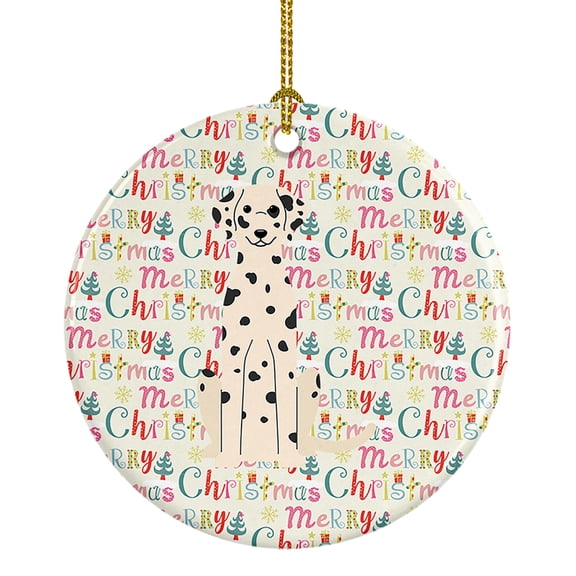 Merry Christmas Dalmatian Ceramic Ornament 2.8 in x 2.8 in