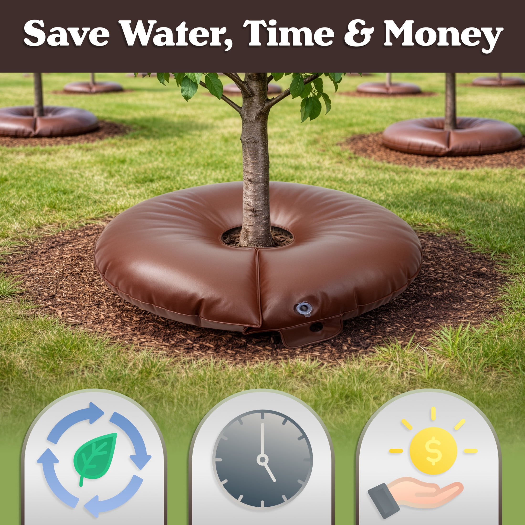 Pure Garden 15 Gallon Tree Watering Ring - Heavy Duty PVC Automatic Drip Irrigation System