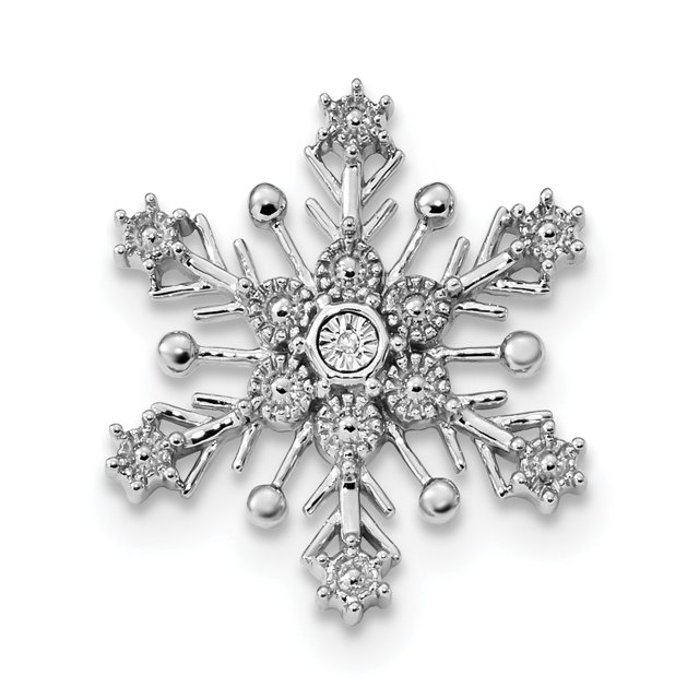 925 Sterling Silver Diamond Snowflake Floating Open Chain Slide Pendant Necklace Charm Winter