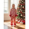 thumbnail image 4 of Cjfdfy Toddler Baby Girl Christmas Silk Stain Pajamas Set Kids Girls PJS Set Sleepwear Fall Winter Clothes Pumpkin Bow Print Long Sleeve Button Down Shirt with Long Pants Set Loungewear 1-8Y, 4 of 9