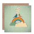 thumbnail image 1 of Love Birds Rainbow Valentines Greetings Card Plus Envelope Blank inside, 1 of 3