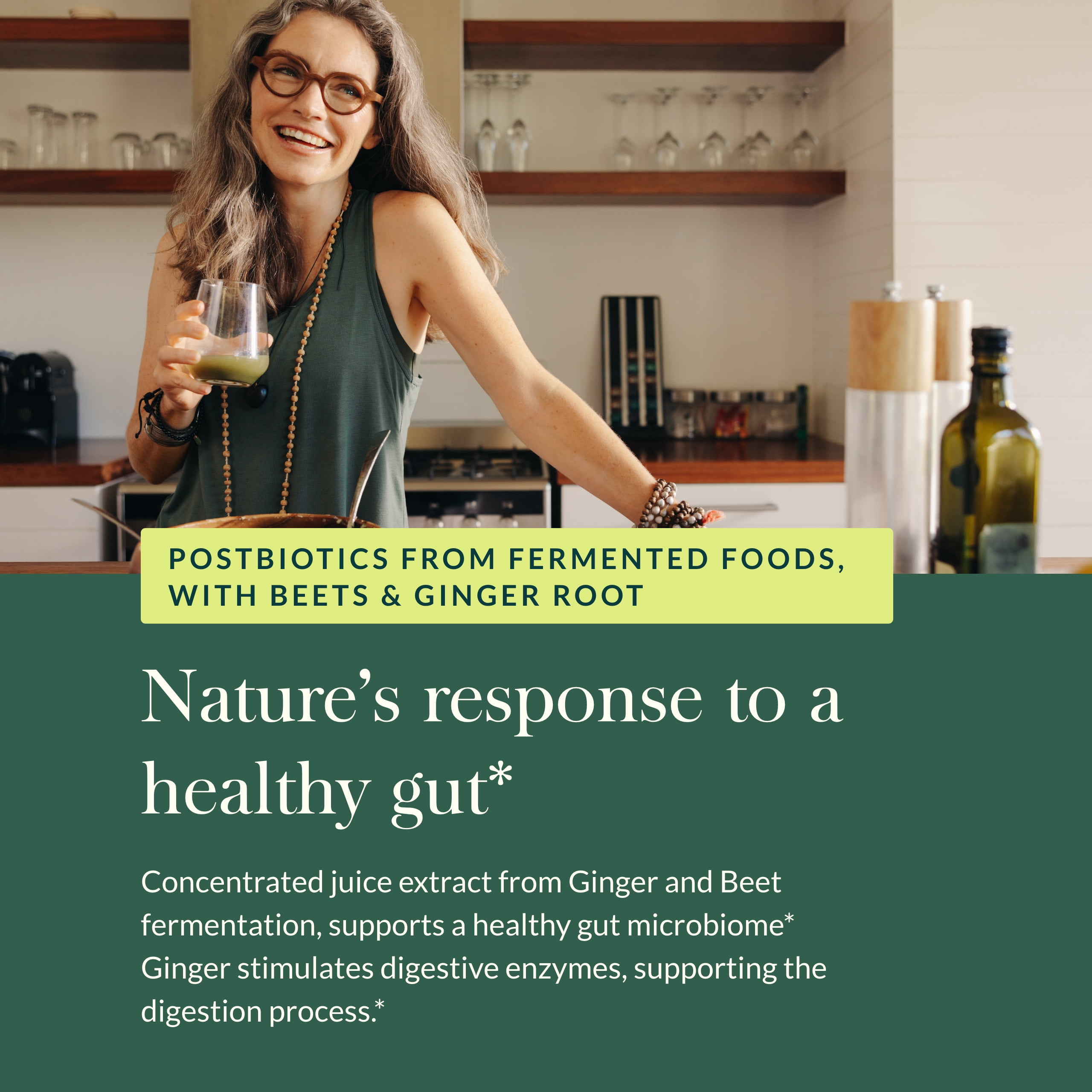 Gaia Herbs Ginger-Beet Postbiotic - Supplement for Gut & Heart Health Support* - Made with Fermented Beets & Ginger - Free from Dairy, Soy & Gluten - 60 Vegan Liquid Phyto-Caps (30 Servings)