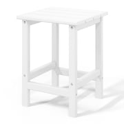 WestinTrends Outdoor Side Table, All Weather Poly Lumber Adirondack Small Patio Table Square End Table for Pool Balcony Deck Porch Lawn Backyard, White