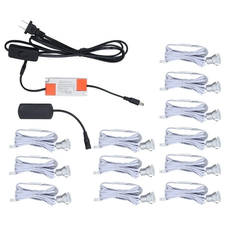 

Small LED Spot Lights 18mm Hole Recessed Mounting Mini Display Lamps for Jewelry Cabinet US Plug 100 to 240V Warm White