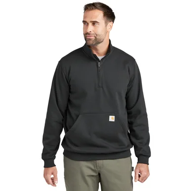 Carhartt Midweight 1/4-Zip Mock Neck Job Shirt, Black, Size Large