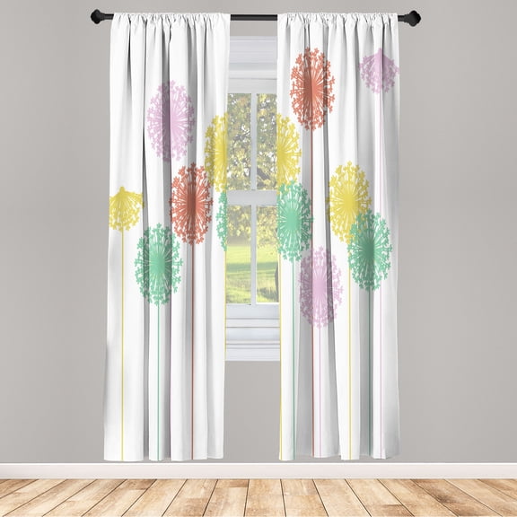 Ambesonne Dandelion Curtains, Abstract Wildflower Art, Pair of 28"x84", Pale Rose