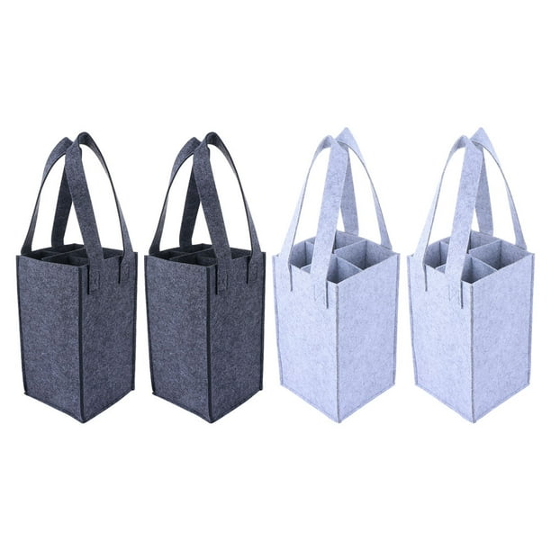 Bolsas de fieltro plegables para 4 botellas de vino, reutilizables, para viajes, camping y picnic