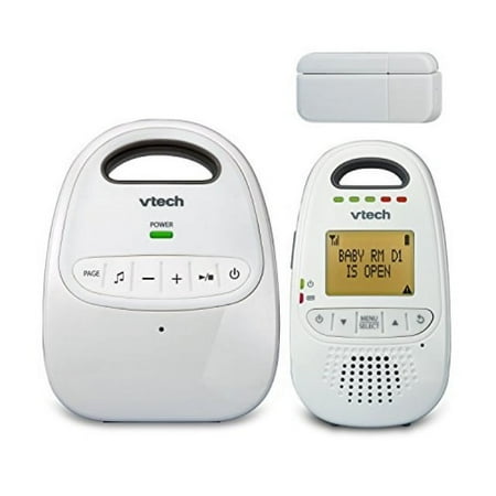 vtech dm251-102 audio baby monitor with open or closed door/window sensor, 1,000 ft of range, 5-level sound indicator, digitized transmission & belt clip