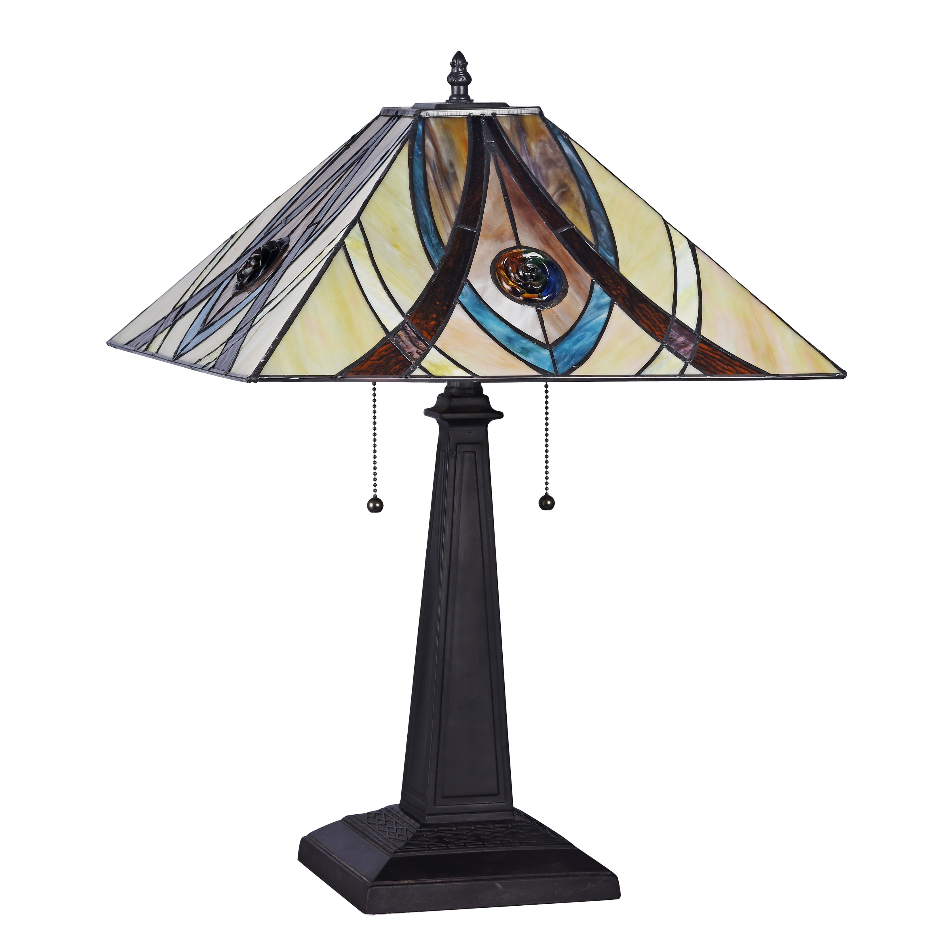 RADIANCE Goods Tiffany-Style 2 Light Mission Table Lamp 16" Shade