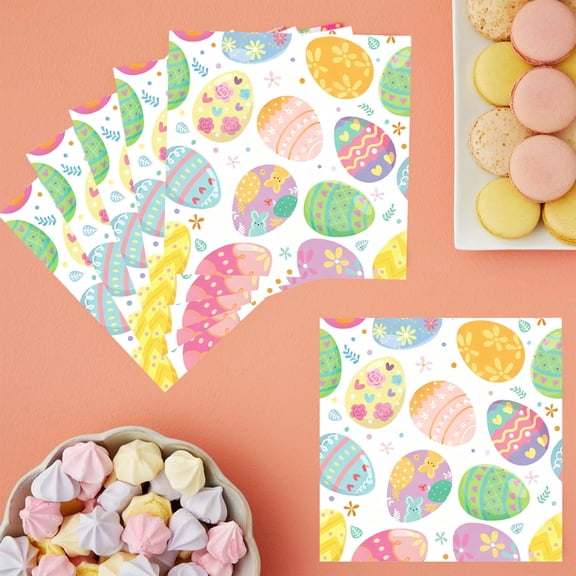 syligr Easter Party Napkins 20PCS Disposable Printed Cocktail Napkins for Buffets Table Settings Holiday Decorations Spring Dinner Party Colorful Absorbent Paper Napkins for Drinks Appetizers