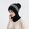 thumbnail image 6 of Herrnalise Woman's Winter Warm Neck Guard Head Guard Knitted Hat Scarf Mask In One Hairball Woolen Cap, 6 of 9
