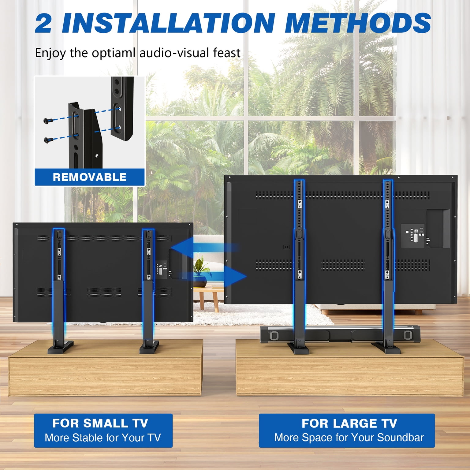 TAVR Furniture Table Top Universal TV Stand for 24-80 inch LCD LED TVs, Height Adjustable Mount Stand up to 150lbs