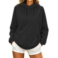 thumbnail image 2 of Plain Hoodies for Women Long Sleeve Drawstring Loose Casual Hooded Sweatshirt with Pockets Pullover Tops Fall Winter Clothes, 2 of 5