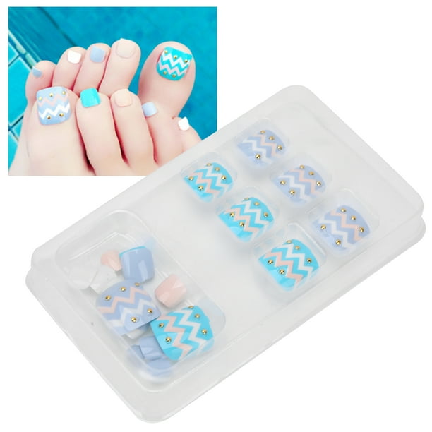 Uñas De Los Pies Artificiales De Cobertura Completa, Uñas Postizas De Verano, 24 Piezas De Uñas Postizas Para Los Pies, Mujeres Y Niñas