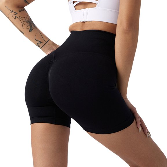 Yanyanz Yogalicious Leggings for Women, Womens Yoga Shorts Workout Butt Lifting Shorts For Women High Waisted Gym Yoga Booty Shorts Black L