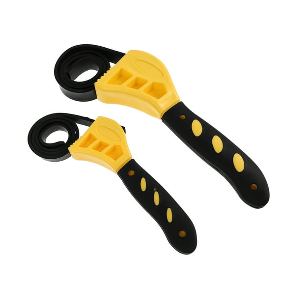 Voiceine 2Pcs Car Repair Rubber Strap Wrenches Multi-function Belt Wrenches (Yellow)