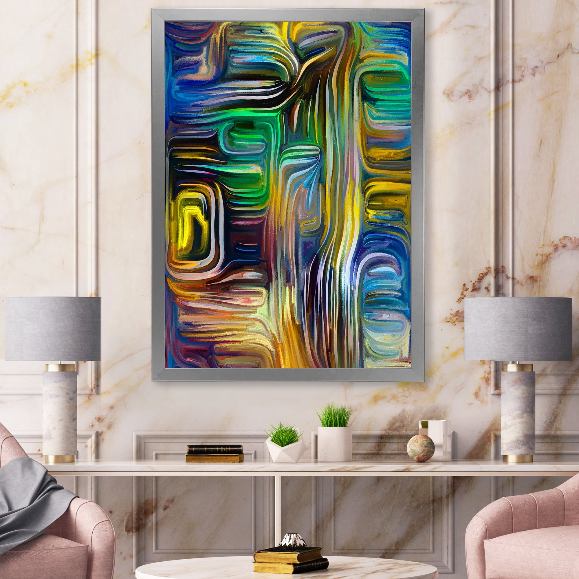 Designart 'Colour Spiral Fusion VI' Modern Framed Art Print
