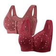 thumbnail image 2 of CFLVAEK 2 Pack Daisy Bras for Elder Women Plus Size No Underwire Everyday Bralette Comfy Breathable Full Figure Bra Comfort Push Up Bras for Large Bust Wine XXXXL, 2 of 3