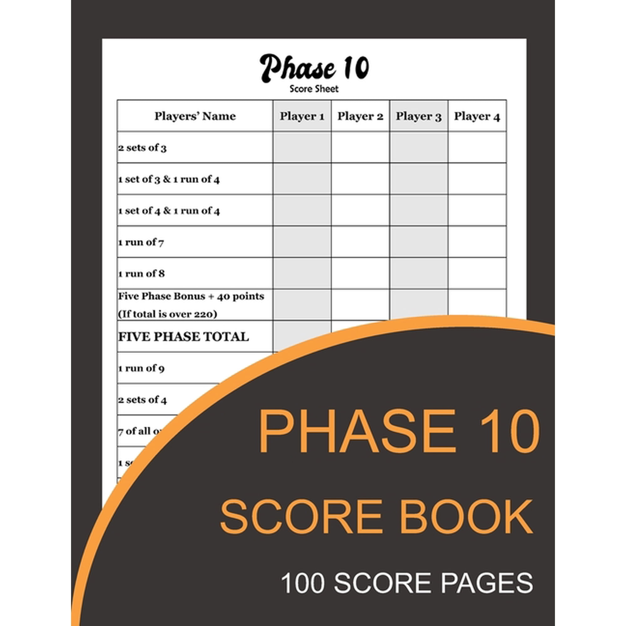 Phase 10 Score Book: Phase Ten Card Game Record Keeper Book and Writing Note to Record Your Scores Playing Phase 10 (Paperback)