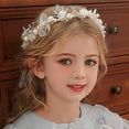 thumbnail image 2 of LIURUIJIA Princess Flower Crystal Headpiece Rhinestone Pearl Headband Alloy Floral Bridal Hair Accessories Communion Wedding Prom Photography for Girls and Women, 2 of 6