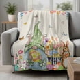 thumbnail image 2 of Easter Gnomes Blanket Soft Cozy Warm Throw Blanket for Couch, Plush Fuzzy Flannel Fleece Blankets for Sofa, Spring Watercolor Bunny Tulip Flower Beige Bed Blankets Lightweight Gifts for Men, 50"x80", 2 of 9