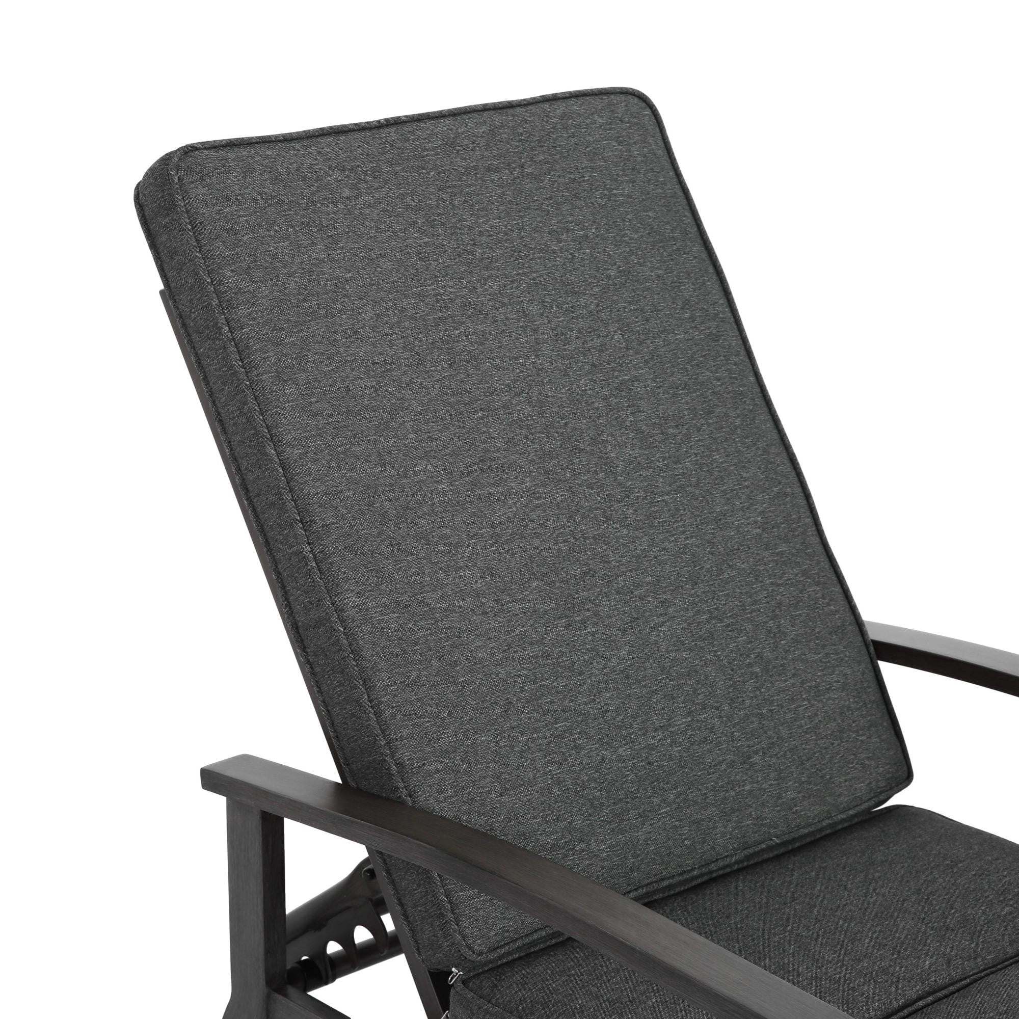 Sailvan Cast Aluminum Outdoor Chaise Lounge Chair with Thick Cushions,5-Position Adjustable Reclining Patio Lounger Grey