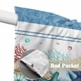 thumbnail image 4 of Swag Valance Curtains for Windows, Green Starfish Summer Light Filtering Kitchen Curtains with Rod Pocket, Ocean Coral Conch Blue Shells Window Treatment Valances for Living Room, 36x63 - 2 PCS, 4 of 9