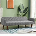 thumbnail image 3 of Aukfa 75" Square Arm Futon Convertible Sofa for Home Office, Button-Tufted Back, Grey, 3 of 10