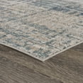 thumbnail image 3 of HomeRoots 482982 10 x 13 ft. Cream Blue & Ivory Geometric Distressed Stain Resistant Rectangle Area Rug, 3 of 8