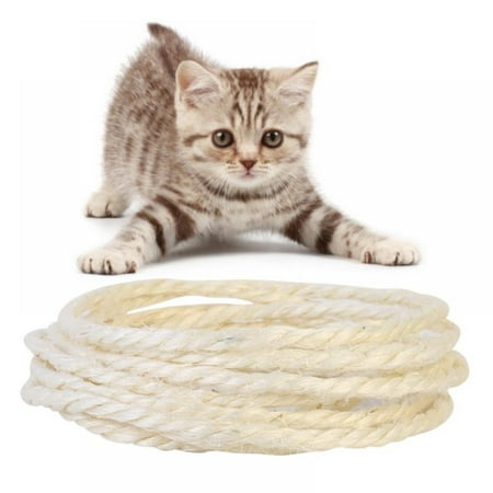 

3M Cat Natural Sisal Rope for Scratching Post Tree Replacement Hemp Rope for Repairing Recovering or DIY Scratcher Cat to Exercise Claw 5mm Diameter