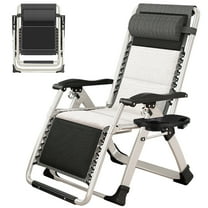 Lilypelle Zero Gravity Chair, Lawn Recliner, Reclining Patio Lounger Chair, Folding Portable Chaise with Removable Soft Cushion, Cup Holder, Headrest