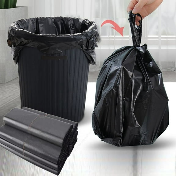 O2frepak 150 PCS 4 Gallon Handle Garbage Bags, Black Kitchen Tall Garbage Bags,5 Rolls Household Trash Bag