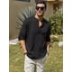 thumbnail image 5 of Camisas Cuello Mao Lino Hombre Casual Manga Larga Slim Fit, 5 of 8
