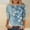 Blue, variant on Plus Size 3/4 Sleeve Tops for Women,Women Fashion Casual Printed Round Neck Three Quarter Sleeve 3/4 Sleeve T-shirt Loose White XXXL