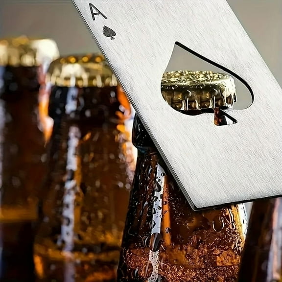 Silver Ace of Spades Beer Opener β Slim Stainless Steel Credit Card Opener for Beer & Soda Bottles, Portable Bar Tool & Stylish Gift for Travelers