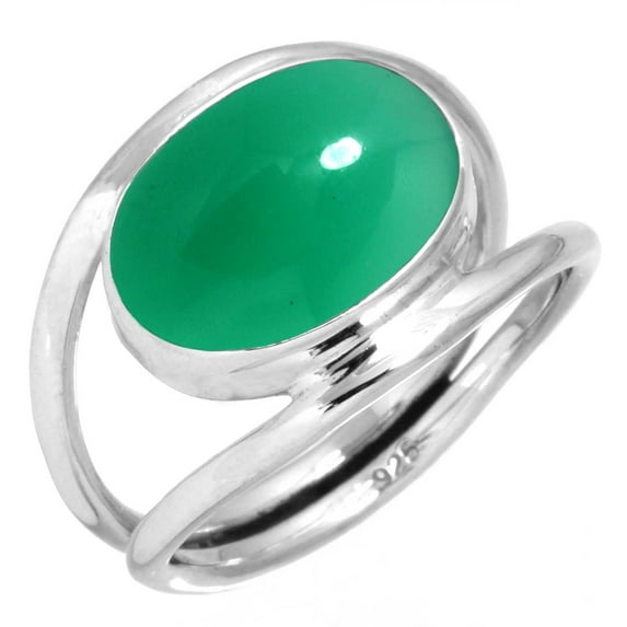 925 Silver Ring For Women - Girls Natural Green Onyx Stone Silver Ring Size 5 May Birthstone Costume Silver Ring Size 5 Gift For Women On Easter 925 Silver Jewelry With Gemstone