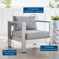 thumbnail image 5 of Lounge Chair Armchair, Sunbrella, Fabric, Aluminum, Metal, Steel, Silver Grey Gray, Modern Contemporary Urban Design, Outdoor Patio Balcony Cafe Bistro Garden Furniture Hotel Hospitality, 5 of 8