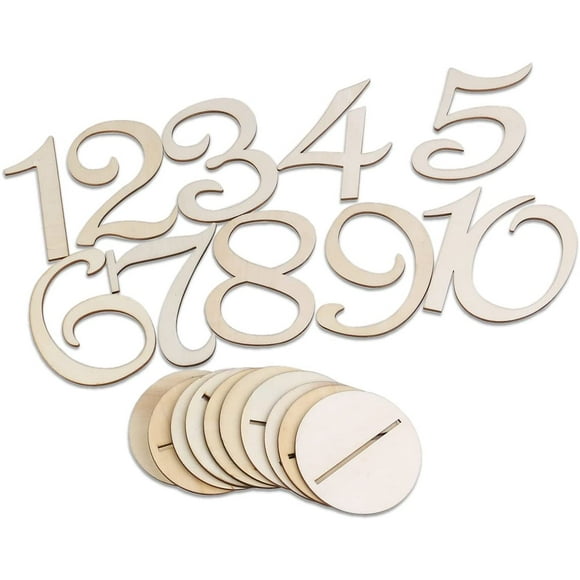 Wooden 10cm Table Numbers 1-10 Basic Set Wedding Birthday Party French