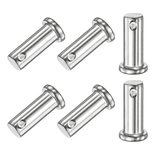 Uxcell 6-Pack Pasadores de Clevis de un Solo Agujero, M10 x 25mm Pasadores de Clevis de Cabeza Plana de Acero Inoxidable 304