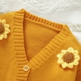 thumbnail image 6 of Povozer Toddler Baby Girl Cute Flower Sweater Cardigan Long Sleeve Knit(Yellow,2-3Y), 6 of 6